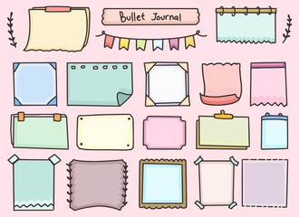 Set of bullet journal notes paper planning design
