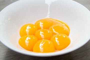 egg yolk in white cup