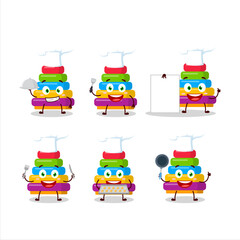 Cartoon character of pyramid block toys with various chef emoticons
