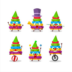 Cartoon character of pyramid block toys with various circus shows