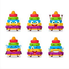 Cartoon character of pyramid block toys with smile expression