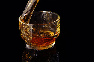 Caffeine drink on black background