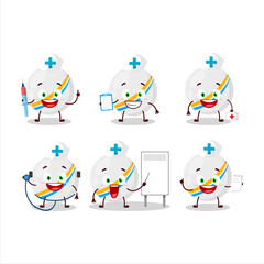 Doctor profession emoticon with white stripes marbles cartoon character