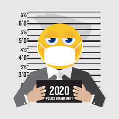 Coronavirus outbreak prisoner emoji icon, 2020 will be the year the coronavirus has spread all over the world Concept Vector Illustration.