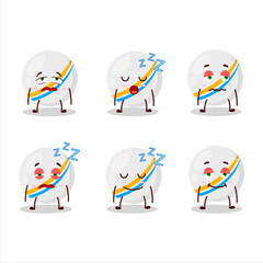 Cartoon character of white stripes marbles with sleepy expression