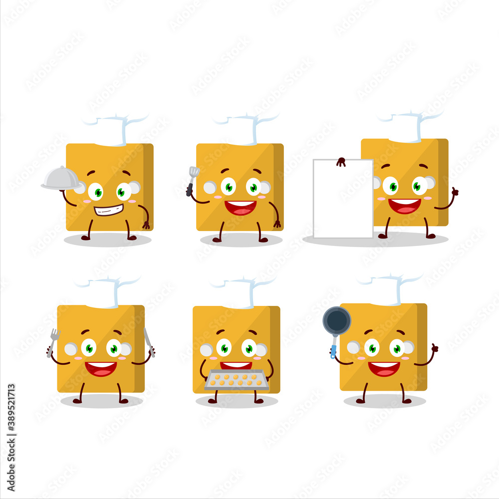 Canvas Prints Cartoon character of yellow dice with various chef emoticons