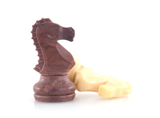 Chess horse pawn on white background