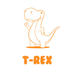 Cute simple line art style T rex Dinosaur logo vector concept. Dino icon clip art