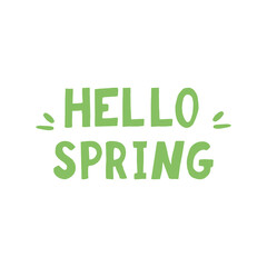 lettering hello spring hand drawn. phrase element for design sticker, poster, card. vector, words
