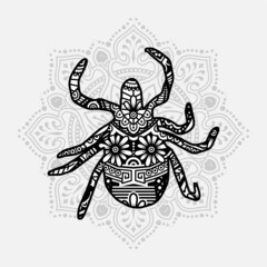 Obraz premium Vector illustration of a Insect mandala for coloring book. Insect Mandala for Silhouette Cameo and Cricut.