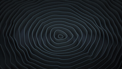 Black ripple rings 3D rendering illustration
