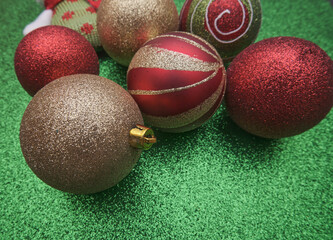 Close view of a group of Christmas Balls