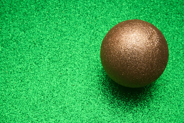 Christmas ball and background top view with copy space