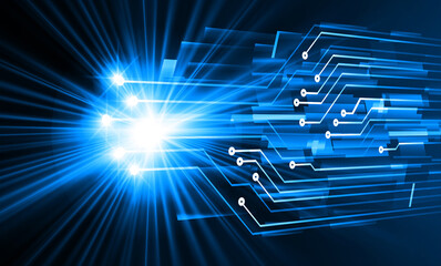 Blue cyber circuit future technology concept background