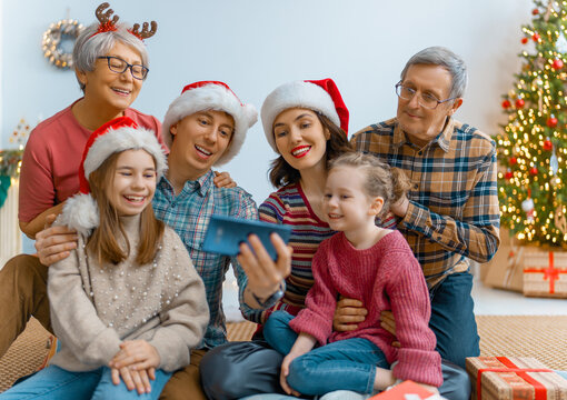 family celebrating Christmas