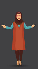 The young beautiful woman wears hijab. The vector illustration isolated on a white background.