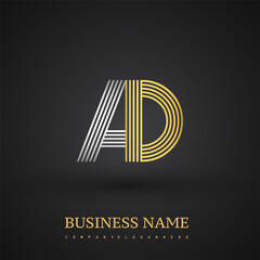 Letter AD logo design. Elegant gold and silver colored, symbol for your business name or company identity.