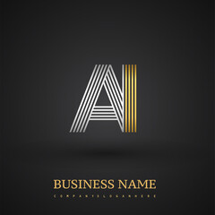 Letter AI logo design. Elegant gold and silver colored, symbol for your business name or company identity.