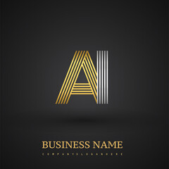 Letter AI logo design. Elegant gold and silver colored, symbol for your business name or company identity.