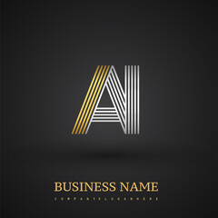 Letter AI logo design. Elegant gold and silver colored, symbol for your business name or company identity.