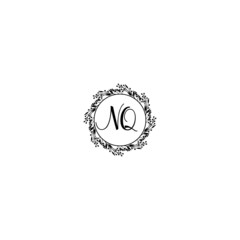 Initial NQ Handwriting, Wedding Monogram Logo Design, Modern Minimalistic and Floral templates for Invitation cards	
