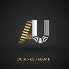 Letter AU logo design. Elegant gold and silver colored, symbol for your business name or company identity.