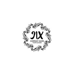 Initial NX Handwriting, Wedding Monogram Logo Design, Modern Minimalistic and Floral templates for Invitation cards	
