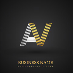 Letter AV logo design. Elegant gold and silver colored, symbol for your business name or company identity.