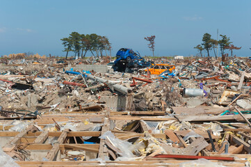 東日本大震災での瓦礫跡