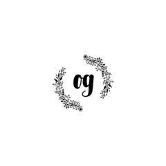 Initial OG Handwriting, Wedding Monogram Logo Design, Modern Minimalistic and Floral templates for Invitation cards	

