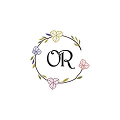 Initial OR Handwriting, Wedding Monogram Logo Design, Modern Minimalistic and Floral templates for Invitation cards	
