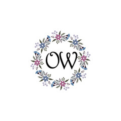 Initial OW Handwriting, Wedding Monogram Logo Design, Modern Minimalistic and Floral templates for Invitation cards	
