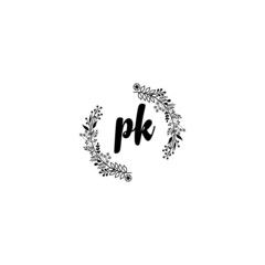 Initial PK Handwriting, Wedding Monogram Logo Design, Modern Minimalistic and Floral templates for Invitation cards	