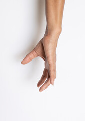 Image of hand and finger gestures of an elderly person with muscle spasm