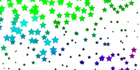 Dark Multicolor vector template with neon stars.
