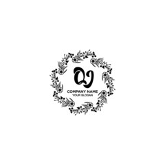 Initial QJ Handwriting, Wedding Monogram Logo Design, Modern Minimalistic and Floral templates for Invitation cards	