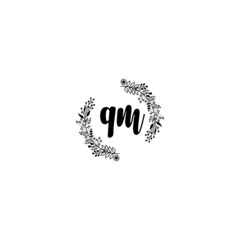Initial QM Handwriting, Wedding Monogram Logo Design, Modern Minimalistic and Floral templates for Invitation cards	