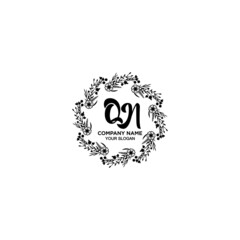 Initial QN Handwriting, Wedding Monogram Logo Design, Modern Minimalistic and Floral templates for Invitation cards	