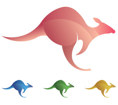 Kangaroo Logo made with golden ratio principles, Jumping and running  Kangaroo Emblem or Logo vector template suitable professional company logo and  brand logo in 4 color option