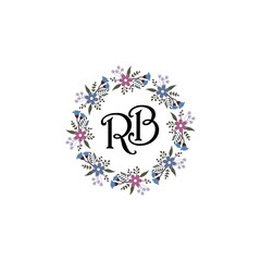 Initial RB Handwriting, Wedding Monogram Logo Design, Modern Minimalistic and Floral templates for Invitation cards	