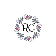 Initial RC Handwriting, Wedding Monogram Logo Design, Modern Minimalistic and Floral templates for Invitation cards	