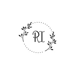 Initial RI Handwriting, Wedding Monogram Logo Design, Modern Minimalistic and Floral templates for Invitation cards	