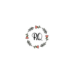 Initial RQ Handwriting, Wedding Monogram Logo Design, Modern Minimalistic and Floral templates for Invitation cards	