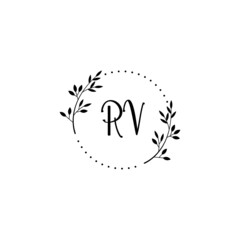 Initial RV Handwriting, Wedding Monogram Logo Design, Modern Minimalistic and Floral templates for Invitation cards	