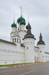 Fototapeta na wymiar The Church of St. John the theologian and towers of the Rostov Kremlin. Rostov the Great (Veliky), Yaroslavl region. Golden ring of Russia
