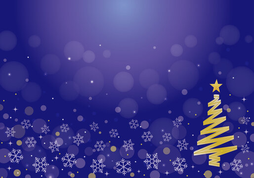 コピースペースのあるおしゃれなクリスマスツリーの背景　青　紫　Christmas Tree Backgrounds