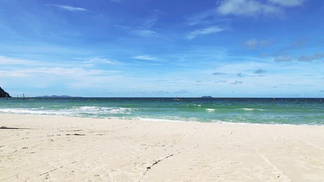 Landscape of the  seawave on the beach with bluesky at Koh Larn island, Thailand.