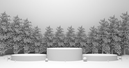 3D illustration of Christmas & winter. Product display for year end sale