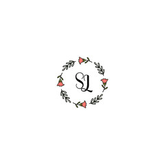 Fototapeta na wymiar Initial SL Handwriting, Wedding Monogram Logo Design, Modern Minimalistic and Floral templates for Invitation cards 