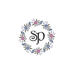 Initial SP Handwriting, Wedding Monogram Logo Design, Modern Minimalistic and Floral templates for Invitation cards	